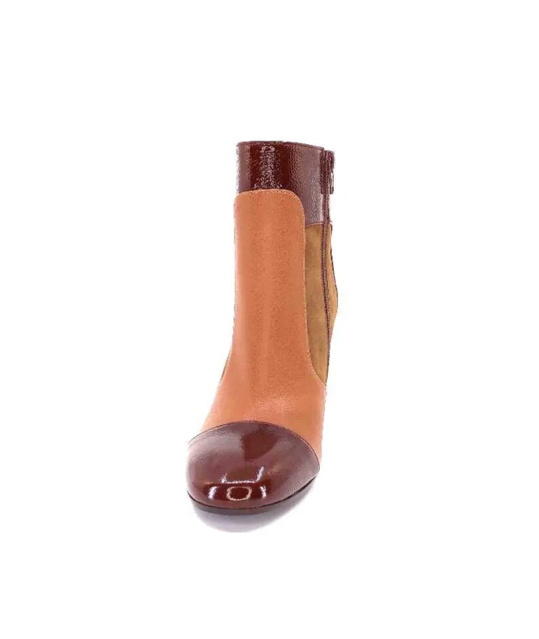 Chie Mihara Wetop Cuir, Cuir Vernis, Daim Marron