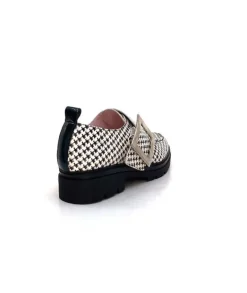 Dansi 4782 Cuir Blanc Imprime Etoile Noir
