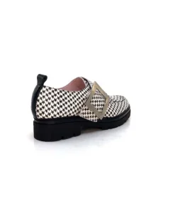 Dansi 4782 Cuir Blanc Imprime Etoile Noir