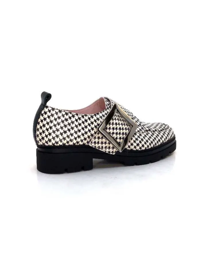 Dansi 4782 Cuir Blanc Imprime Etoile Noir