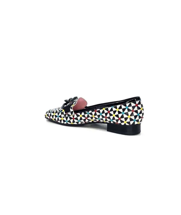 Dansi 5344 Cuir Imprime Blanc Noir Multi