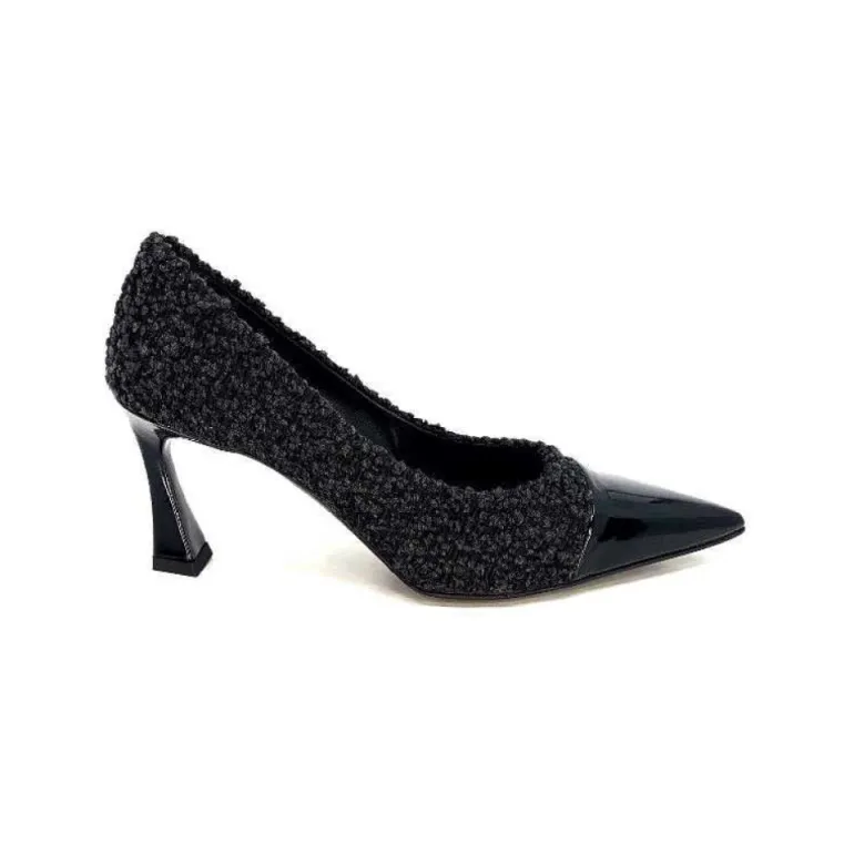 Enzo Di Martino Eli 715 Textile Noir Cuir Vernis Noir
