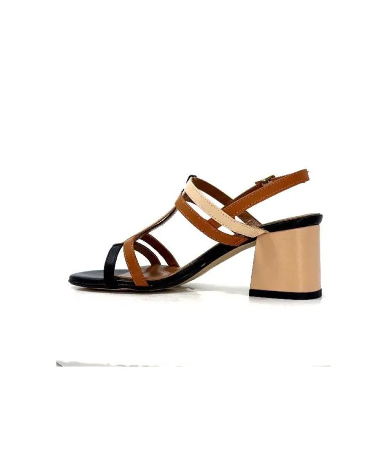 Ivoire B621 F Romagna Cuir Noir Cognac Nude