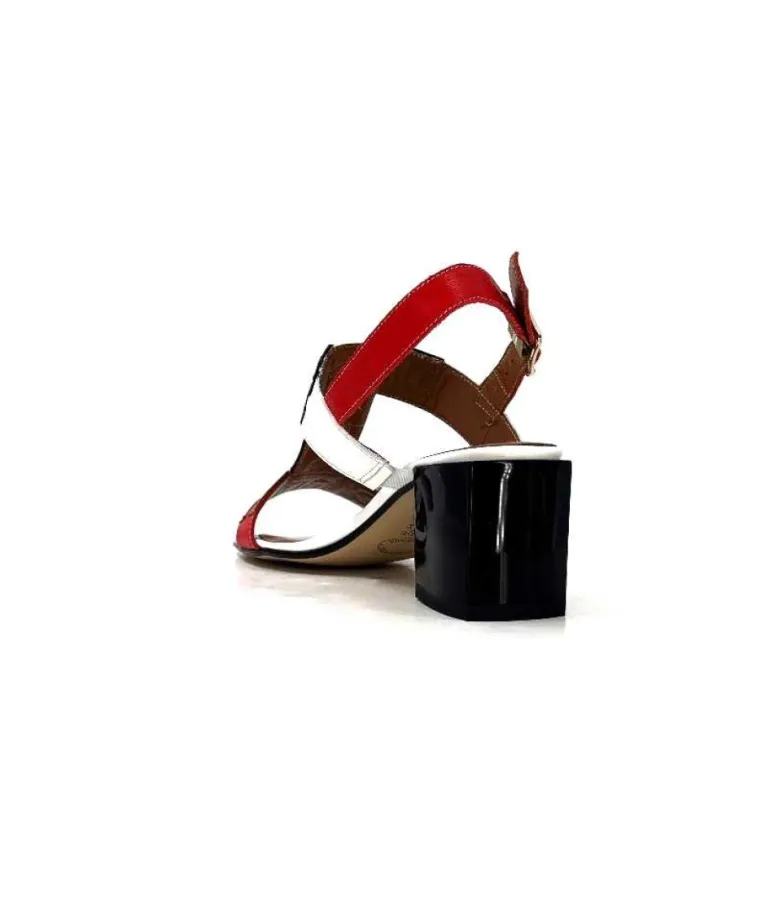Ivoire F2105 Sardegna Cuir Blanc, Marron, Rouge & Noir