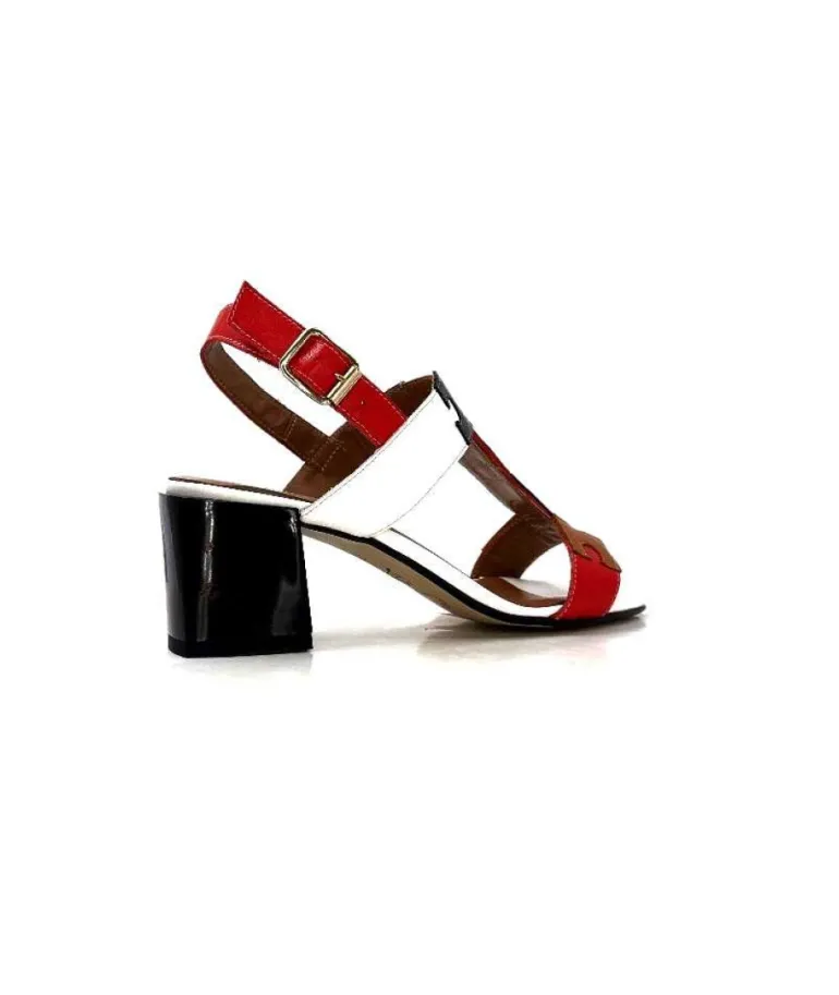 Ivoire F2105 Sardegna Cuir Blanc, Marron, Rouge & Noir
