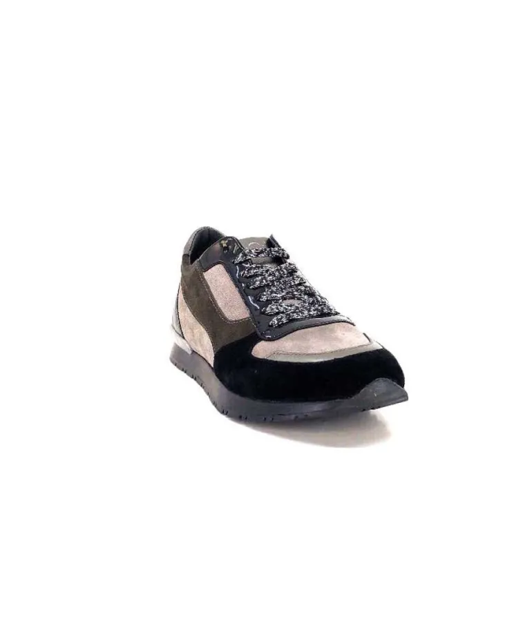 Reqins Electra Mix Daim Noir, Gris Cuir Acier & Cuir Vernis Noir