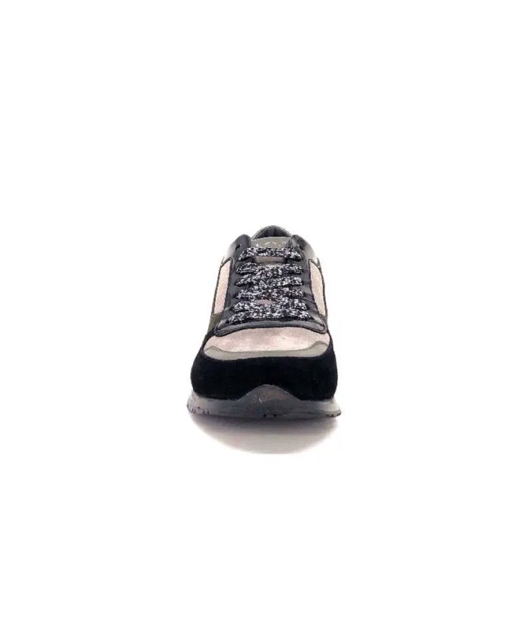 Reqins Electra Mix Daim Noir, Gris Cuir Acier & Cuir Vernis Noir