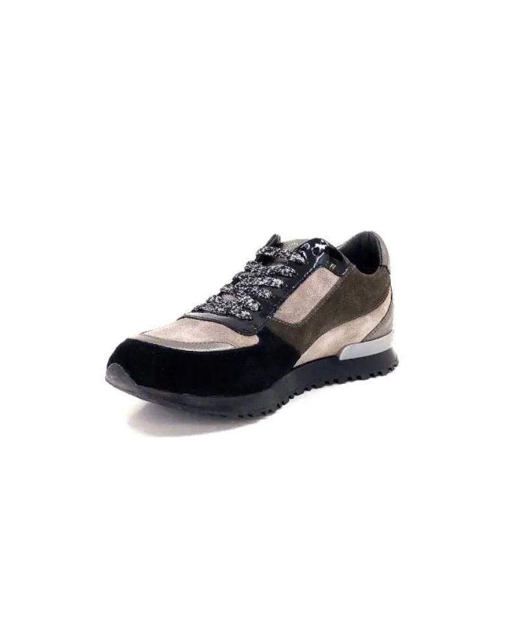 Reqins Electra Mix Daim Noir, Gris Cuir Acier & Cuir Vernis Noir