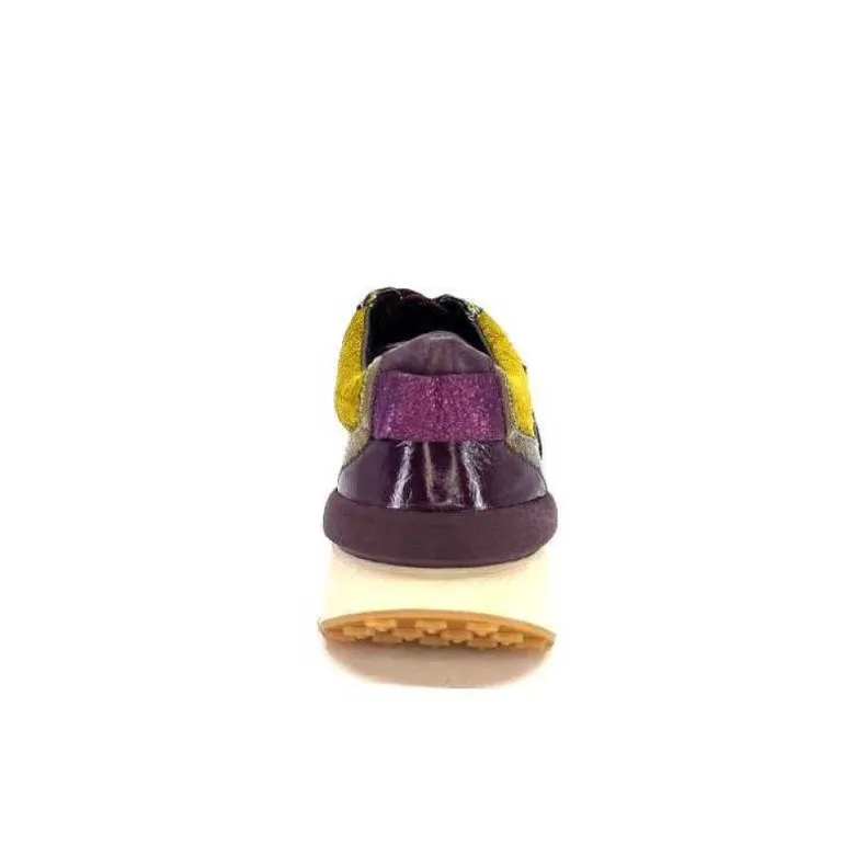 Reqins Urania Mix Cuir Violet Textile Moutarde