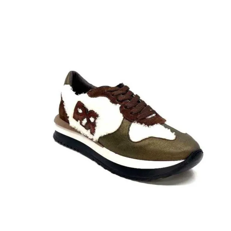 Reqins Urielle Cuir Marron Textile Ecru