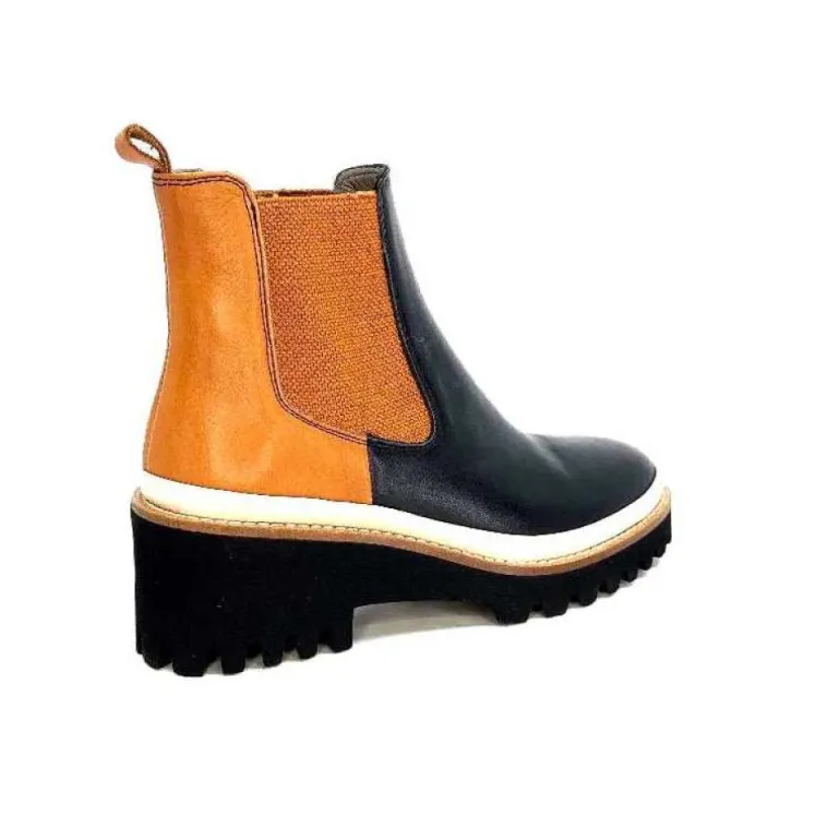Xsa 9176 Calf Cuir Noir Camel